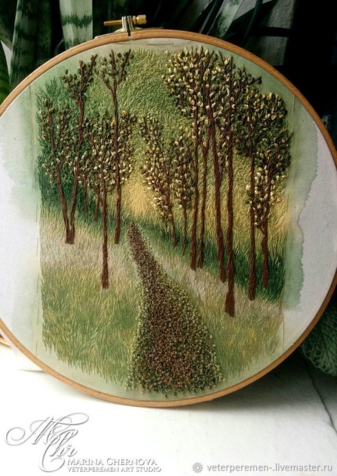 Вышивание картины "Призрачный лес"