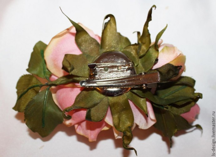 ​Шелковая бутоньерка роз: часть 5
