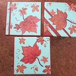 Трафаретная роспись табуретов "Осенние листья"