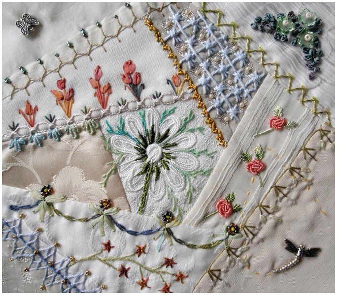 ​Пэчворк с вышивкой и стежкой