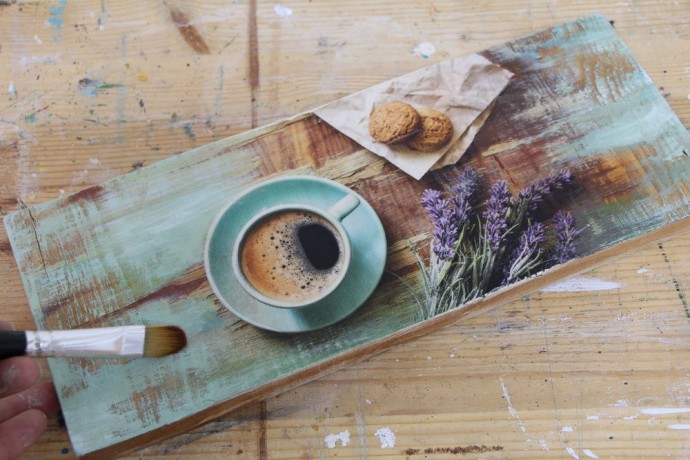 ​Изготовление подноса "Веточка лаванды": мастер-класс