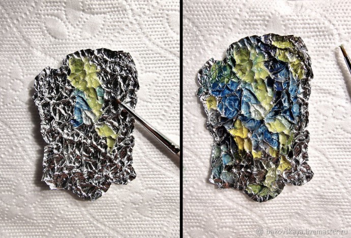 Создание подложки "Вдохновение лабрадоритом" для стеклянного кабошона: часть 1