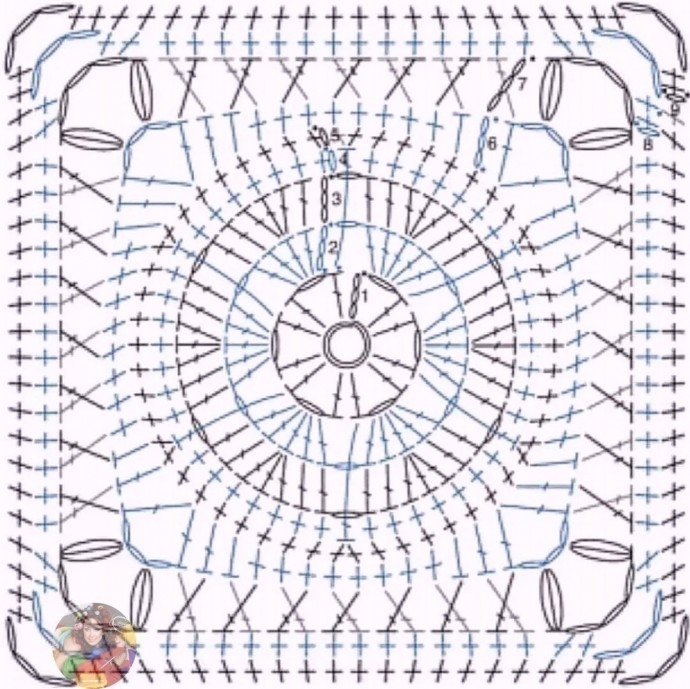 Квадратные мотивы крючком