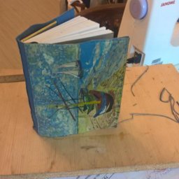 Роспись обложки для ежедневника по мотивам картины Ван Гога "Лодки в Сен-Мари"