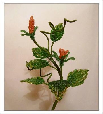 Создаем куст роз из бисера: часть 5