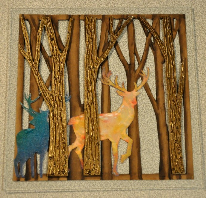 Декор шкатулки с двойной крышкой "Золотой волшебный лес": часть 1