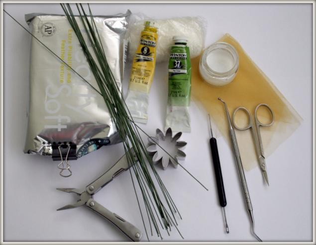 Ромашка из самозастывающей полимерной глины: часть 1