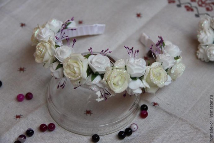 Декорируем ободок для волос "Нежная роза"