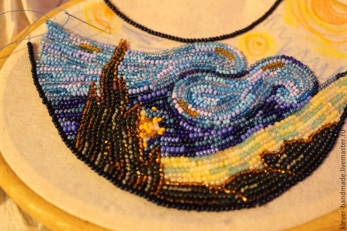 ​Создаем колье из бисера "Звездная Ночь": часть 3