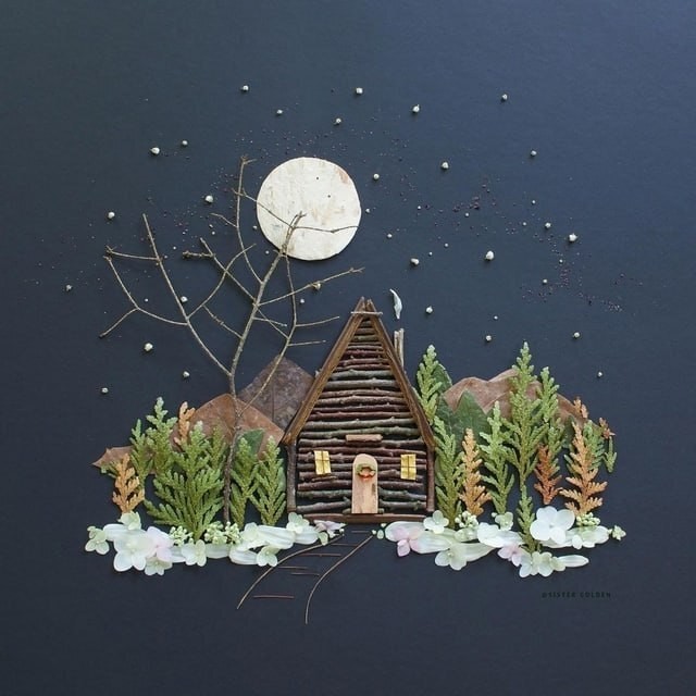 Лесные пейзажи из натуральных материалов