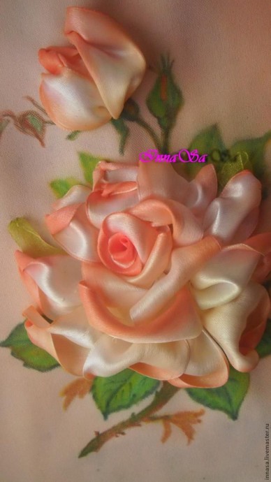 Вышиваем розу лентами