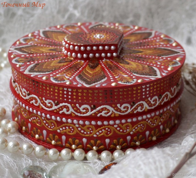 Процесс создания оригинальной шкатулки в технике контурной росписи: часть 4