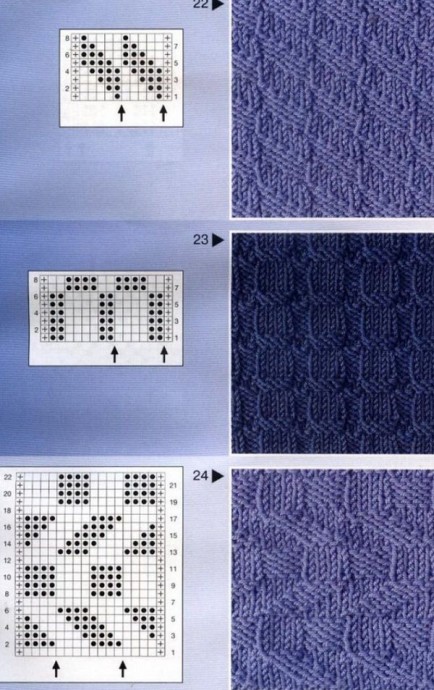 Красивые узоры из лицевых и изнаночных петель
