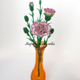 Кустовая гвоздика из бисера и рубки