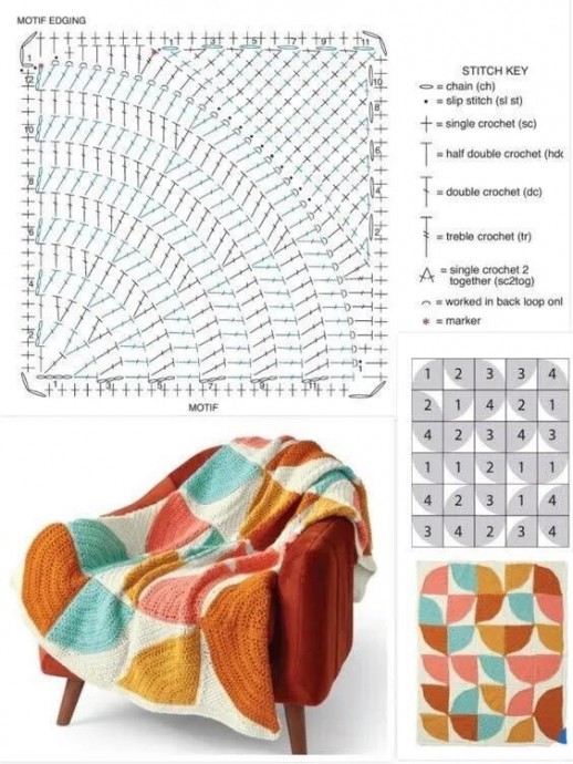​Вяжем красивые пледы из мотивов