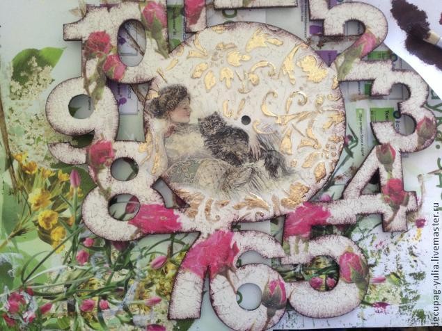 Создаём настенные часы в стиле шебби шик: часть 3 Создаём настенные часы в стиле шебби шик: часть 3