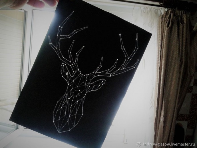 Контурный олень в технике String Art: часть 1