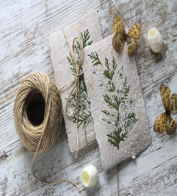 Создаем открытку из макулатуры с ботаникой: часть 2