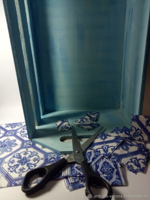 ​Декорируем ящики узором "Геометрия" в технике декупаж: часть 1