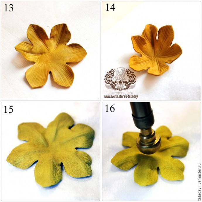 Делаем брошь из кожи "Прекрасный букет" с нарциссом и гиацинтом: часть 1 Делаем брошь из кожи "Прекрасный букет" с нарциссом и гиацинтом: часть 1