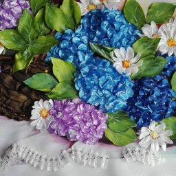 Делаем гортензию из лент