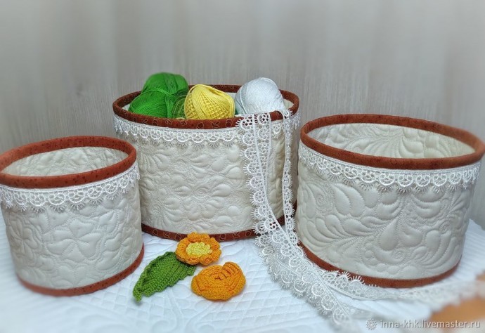​Шьем текстильную корзинку-торбочку: часть 3