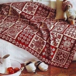 ​Плед из мотивов с разными узорами