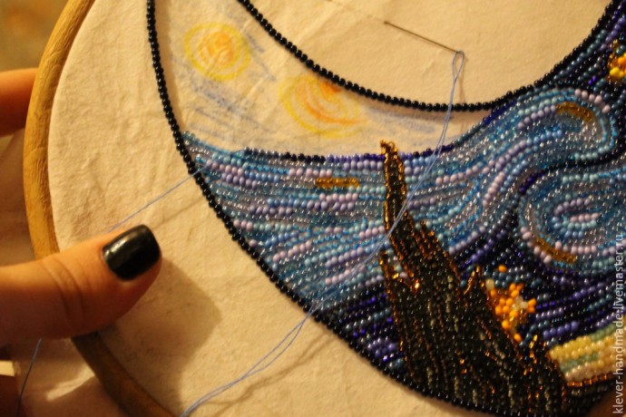 ​Создаем колье из бисера "Звездная Ночь": часть 4
