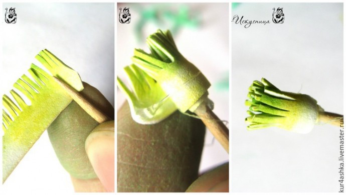 Декорируем свечу для семейного очага с цветами из фоамирана: часть 2