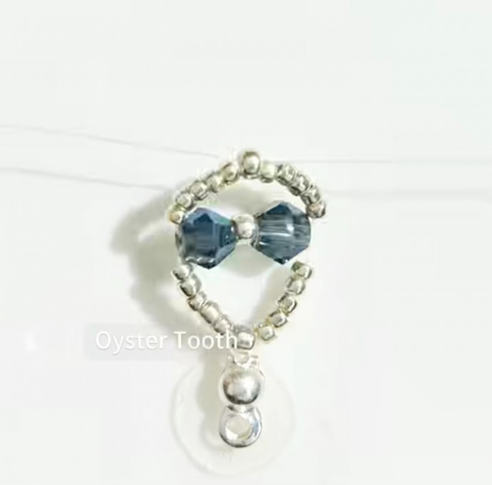 ​Серо-синий браслет из бисера и биконуса