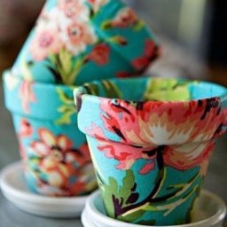 ​Горшки с декупажем тканью