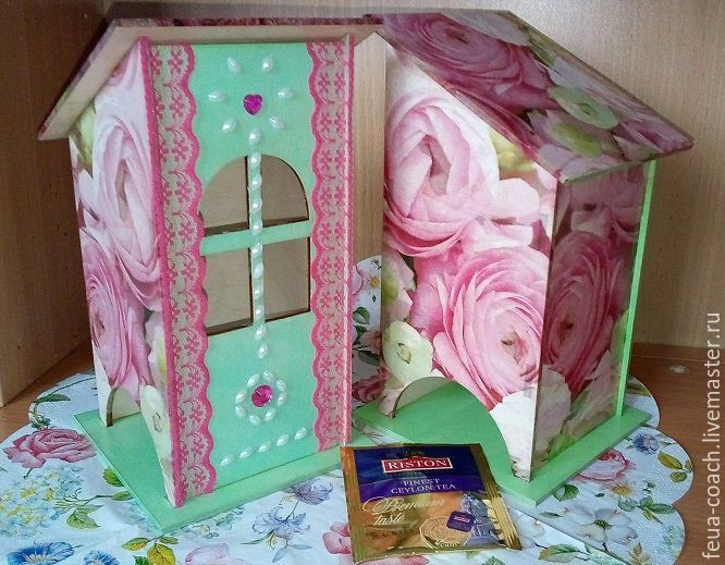 Декорируем чайный домик "Пионы" в технике декупаж файловым методом: часть 3
