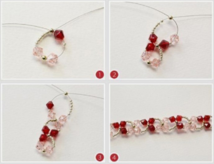 Цветочный браслет из бисера и биконуса