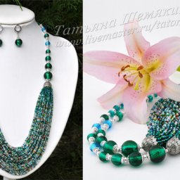 Колье с бисерным каскадом