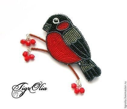 Снегири-броши: мастер-класс