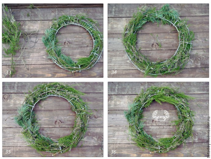 ​Создаем интерьерную композицию "Праздничный веночек": часть 2