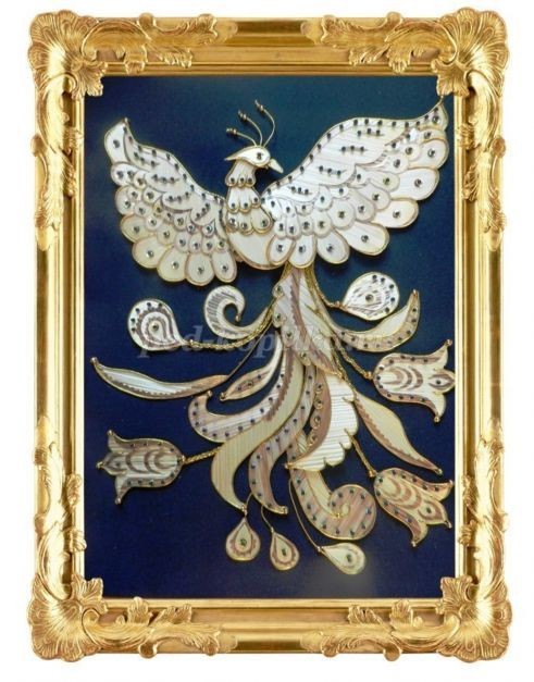 Декоративное панно "Жар-птица" из соломки: часть 6