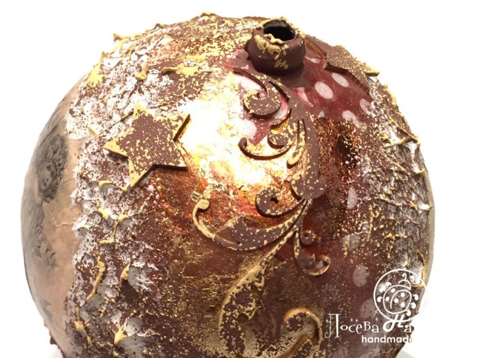 Декорирование винтажного ёлочного шара "Зимняя сказка" в смешанной технике: часть 4