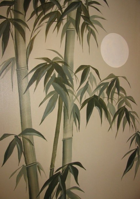 ​Панно в этническом стиле "Луна и бамбук": часть 1