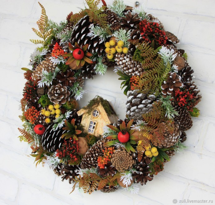 Создаём рождественский венок: часть 5