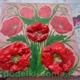 ​Декупаж на полотне "Маки" с 3D-эффектом