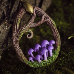 Кулон в эко-стиле с лесными грибочками из полимерной глины