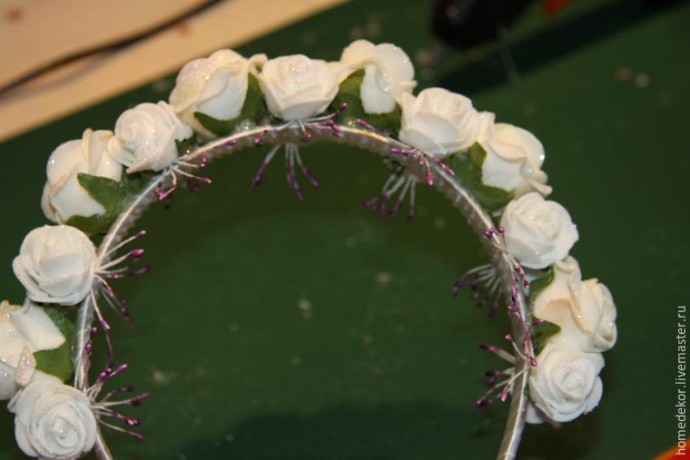 Декорируем ободок для волос "Нежная роза"
