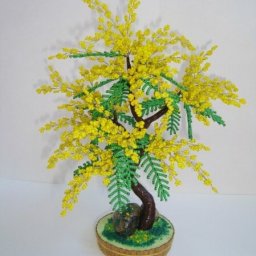 ​Куст мимозы из бисера