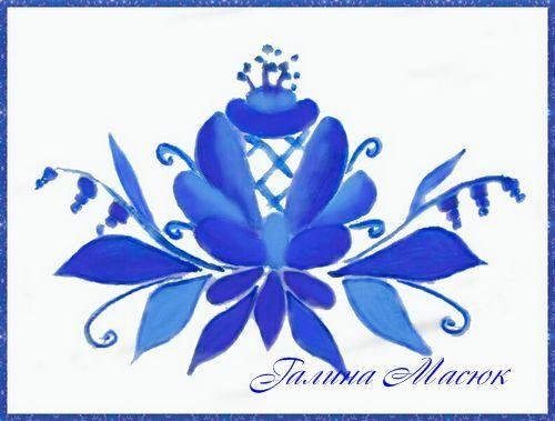 Вышивка лентами: элемент гжельской росписи "Роза"