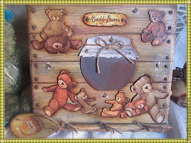 Объемный декупаж без специальных материалов: создаем панно "Ложка меда": часть 5