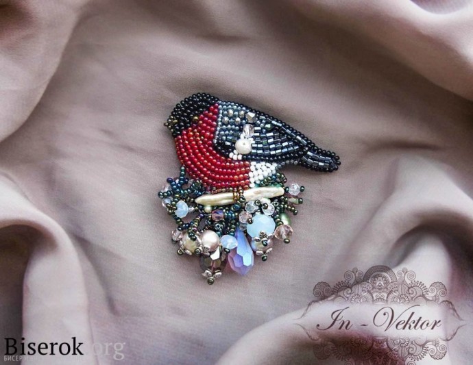 Снегири-броши: мастер-класс