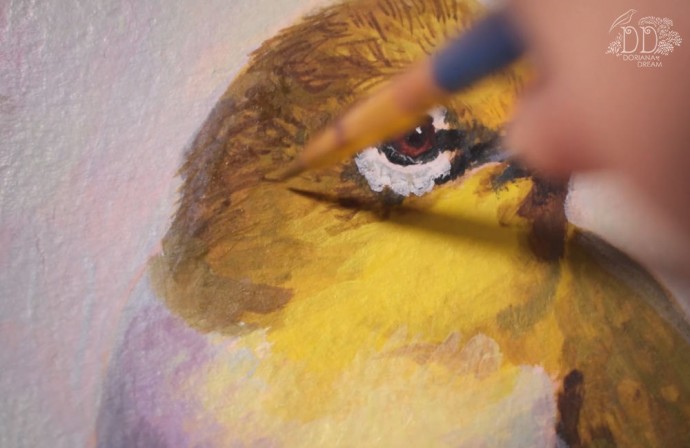 Урок рисования акриловыми красками: рисуем "Белоглазку", часть 2