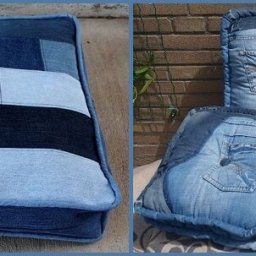 ​Что сделать из старых джинсов: подушка для работы в саду