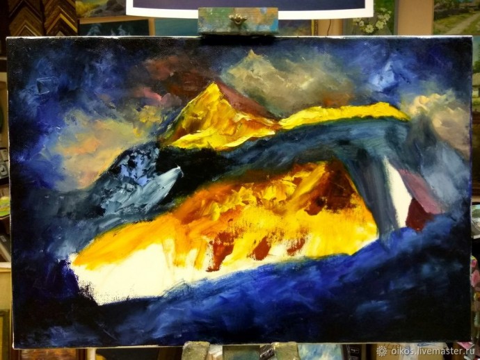 ​Картина маслом на холсте на тему сказочного мира гор и зимних грез: часть 1